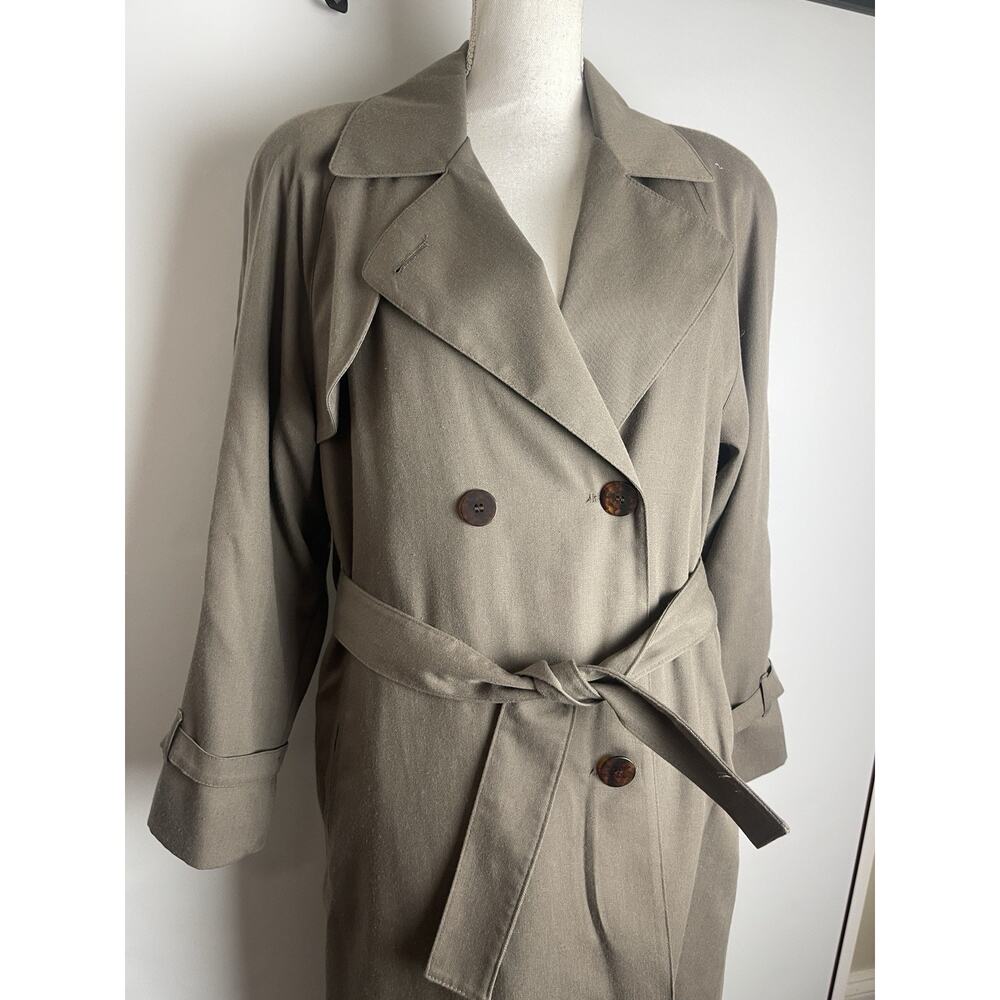 Vintage London Fog Women’s Trench Long Coat Khaki Notch Lapel Belted Size 6